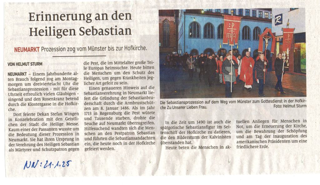 Zeitungsbericht Sebastiansprozession 2025 NN 1024x768